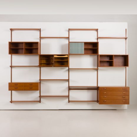 24295 Kai Kristiansen four bay teak wall unit with a dresser, FM Mobler, Denmark 1960s-7 24295 Kai Kristiansen four bay teak wall unit with a dresser, FM Mobler, Denmark 1960s-7