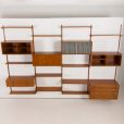 24295 Kai Kristiansen four bay teak wall unit with a dresser, FM Mobler, Denmark 1960s-9
