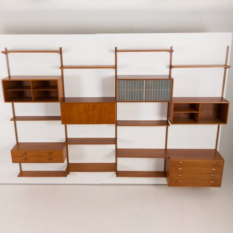 24295 Kai Kristiansen four bay teak wall unit with a dresser, FM Mobler, Denmark 1960s-9 24295 Kai Kristiansen four bay teak wall unit with a dresser, FM Mobler, Denmark 1960s-9