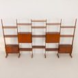 24337 Italian freestanding 5 bay teak wall unit in the style of Franco Albini, 1970s-11