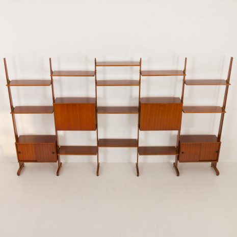 24337 Italian freestanding 5 bay teak wall unit in the style of Franco Albini, 1970s-11 24337 Italian freestanding 5 bay teak wall unit in the style of Franco Albini, 1970s-11