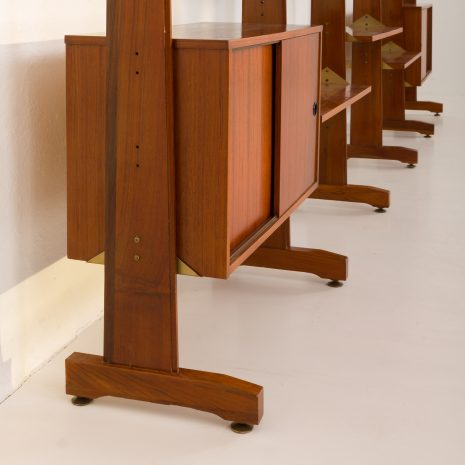 24337 Italian freestanding 5 bay teak wall unit in the style of Franco Albini, 1970s-19 24337 Italian freestanding 5 bay teak wall unit in the style of Franco Albini, 1970s-19