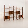 24337 Italian freestanding 5 bay teak wall unit in the style of Franco Albini, 1970s-5
