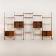 24337 Italian freestanding 5 bay teak wall unit in the style of Franco Albini, 1970s-8