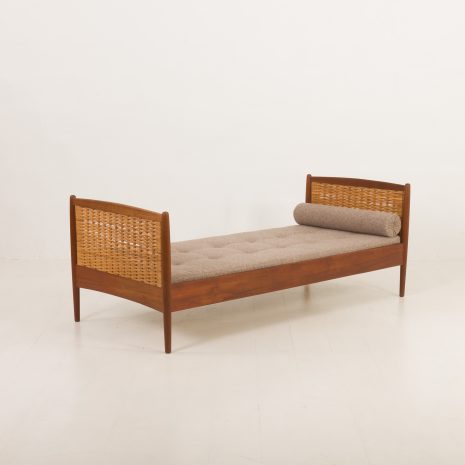 24351 single teak bed-2 Teak and cane daybed attr. to Kai Winding