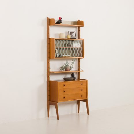 24366 ergo-2 Ergo free-standing wall unit in teak by John Texmon, Norway 1960s