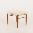 24382 Danish teak footstol in long hair sheepskin by Bramin, 1960s-6