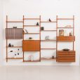 Duży, modułowy system ścienny z drewna tekowego, proj. Poul Cadovius dla Cado, lata 60.