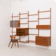 24310 Poul Cadovius four bay teak wall unit for Cado, 1960s-4
