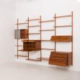 24310 Poul Cadovius four bay teak wall unit for Cado, 1960s-5