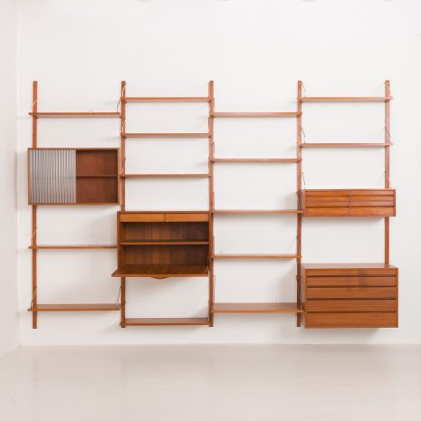24310 Poul Cadovius four bay teak wall unit for Cado, 1960s-6 24310 Poul Cadovius four bay teak wall unit for Cado, 1960s-6