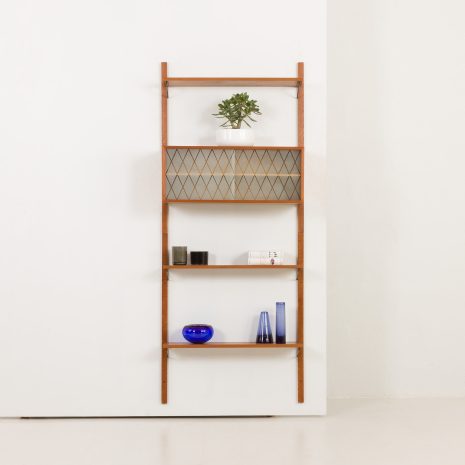 24385 Upcycled one bay teak wall unit-1 Scandinavian mid century modern upcycled teak wall unit, 1960s