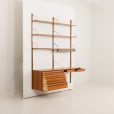 24397 Poul Cadovius home offcie teak wall unit with a desk and a lamp, Cado, Denmark 1960s-6