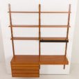 24397 Poul Cadovius home offcie teak wall unit with a desk and a lamp, Cado, Denmark 1960s-8