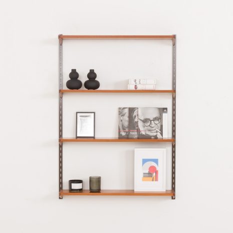 24404 Kai Kristiansen 4 shelves wall unit in teak for FM Mobler, 1960s-1 Kai Kristiansen 4 shelves wall unit in teak for FM Mobler, 1960s