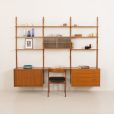 Preben Sorensen three bay teak wall unit, PS systems Randers, Denmark 1960s