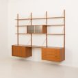 24408 Preben Sorensen three bay teak wall unit, PS systems Randers, Denmark 1960s-3