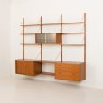 24408 Preben Sorensen three bay teak wall unit, PS systems Randers, Denmark 1960s-4