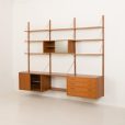 24408 Preben Sorensen three bay teak wall unit, PS systems Randers, Denmark 1960s-6