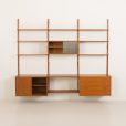 24408 Preben Sorensen three bay teak wall unit, PS systems Randers, Denmark 1960s-7