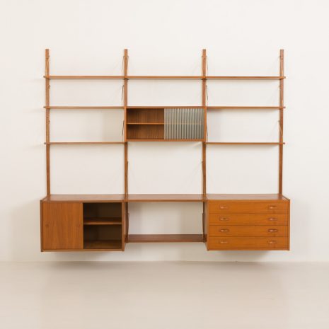 24408 Preben Sorensen three bay teak wall unit, PS systems Randers, Denmark 1960s-7 24408 Preben Sorensen three bay teak wall unit, PS systems Randers, Denmark 1960s-7