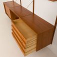 24408 Preben Sorensen three bay teak wall unit, PS systems Randers, Denmark 1960s-9
