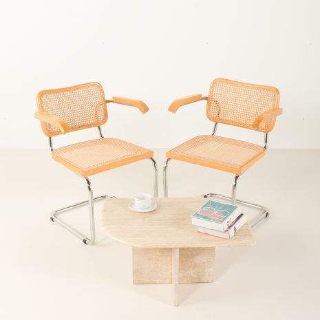 Set of 2 Italian vintage Cesca chairs by Marcel Breuer, 1970s