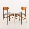 24309 Danish mid century modern teak chairs in grey wool fabric, set of 4, 1960s -12