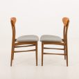 24309 Danish mid century modern teak chairs in grey wool fabric, set of 4, 1960s -13