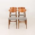 24309 Danish mid century modern teak chairs in grey wool fabric, set of 4, 1960s -2