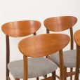 24309 Danish mid century modern teak chairs in grey wool fabric, set of 4, 1960s -3