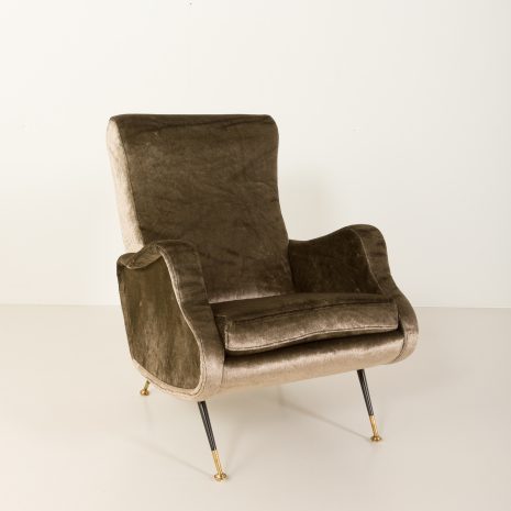 24391 Italian velevet mid century lunge chair in the style of Marco Zanuso, 1960s -9 24391 Italian velevet mid century lunge chair in the style of Marco Zanuso, 1960s -9
