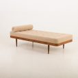Scandinavian mid century teak daybed in Boucle wool fabric, Sweden, 1960s