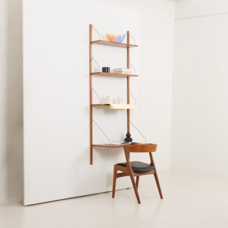 24417 Home office one bay teak wall unit with a desk shelf and a lamp, Denmark 1970s-2 24417 Home office one bay teak wall unit with a desk shelf and a lamp, Denmark 1970s-2