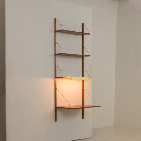 24417 Home office one bay teak wall unit with a desk shelf and a lamp, Denmark 1970s-3 24417 Home office one bay teak wall unit with a desk shelf and a lamp, Denmark 1970s-3