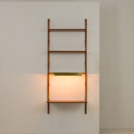 24417 Home office one bay teak wall unit with a desk shelf and a lamp, Denmark 1970s-4 24417 Home office one bay teak wall unit with a desk shelf and a lamp, Denmark 1970s-4