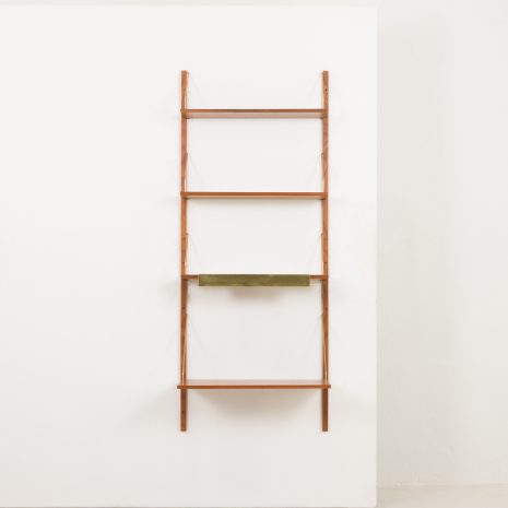 24417 Home office one bay teak wall unit with a desk shelf and a lamp, Denmark 1970s-5 24417 Home office one bay teak wall unit with a desk shelf and a lamp, Denmark 1970s-5