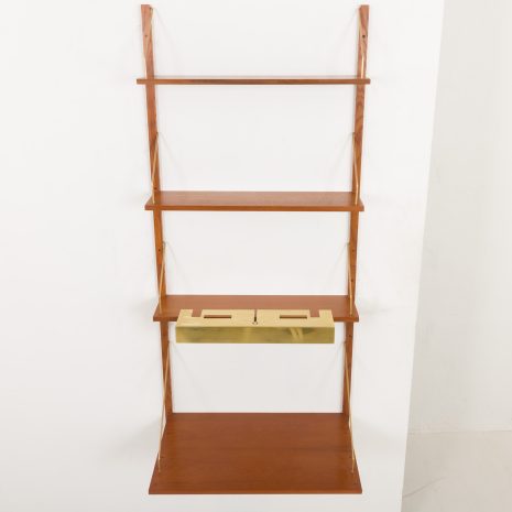 24417 Home office one bay teak wall unit with a desk shelf and a lamp, Denmark 1970s-6 24417 Home office one bay teak wall unit with a desk shelf and a lamp, Denmark 1970s-6