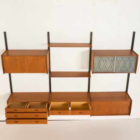 23366 three bay teak wall unit-12 23366 three bay teak wall unit-12