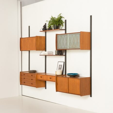 23366 three bay teak wall unit-2 23366 three bay teak wall unit-2