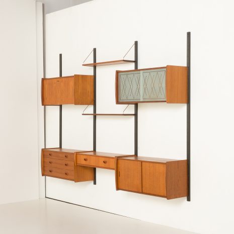23366 three bay teak wall unit-4 23366 three bay teak wall unit-4