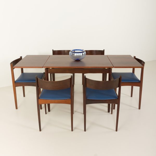 Small Danish mid century rosewood table with hidden extensions, 1960s