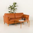 Coganc anilne leather two seater in the style of Borge Mogensen, Denmark 1970s