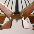 21178 Italian brass and teak chandelier with opaline glass vase shaped shades, 1960s-17(1)