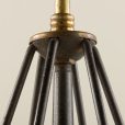 21178 Italian brass and teak chandelier with opaline glass vase shaped shades, 1960s-19