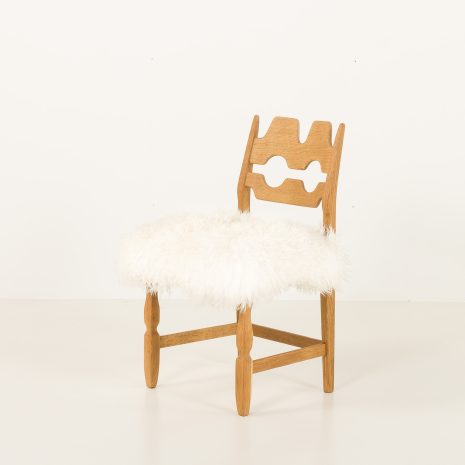 23559.3 set of 2 razorblades-4 Razor Blade Stuhl aus Eiche mit natürlichem Schafsleder von Henning Kjaernulf, 1960s