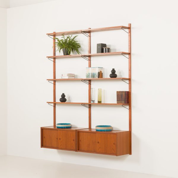 Danish mid-century wall unit in teak in Cadovius style, Denamrk 1960s