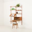Scandinavian teak home office wall unit in Poul Cadovius style, 1960s