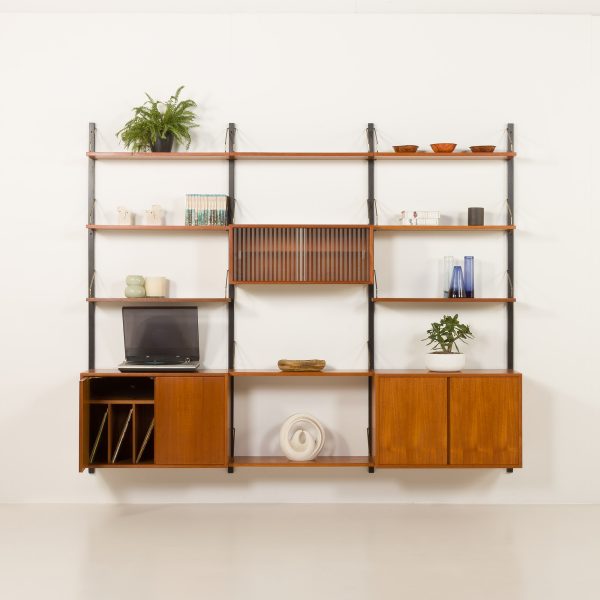 Cadovius teak wall unit with vinyl records cabinet, Cado, Denmark 1960s