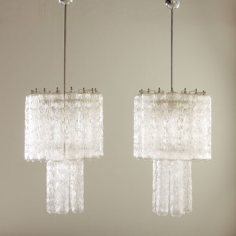 Duży żyrandol Venini z grubego szkła, przyp. Toni Zuccheri, Włochy, lata 70, 2 szt